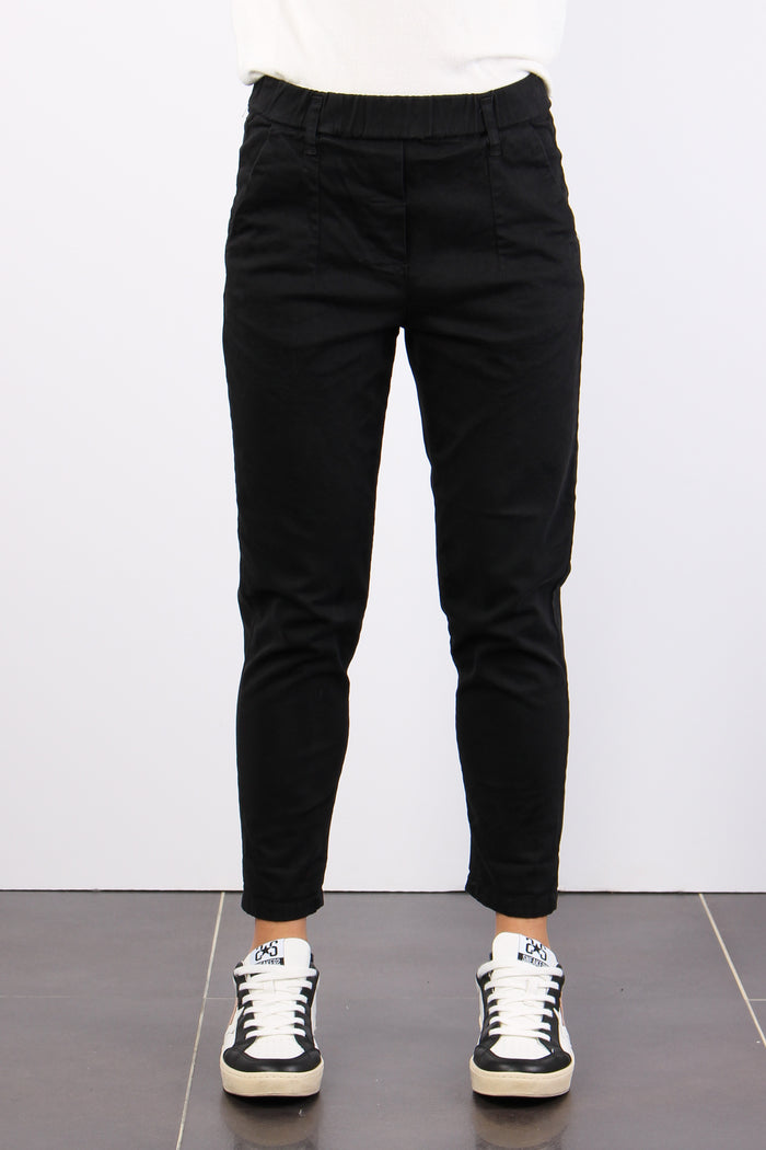 Pantalone Gabardina Elastico Nero-2