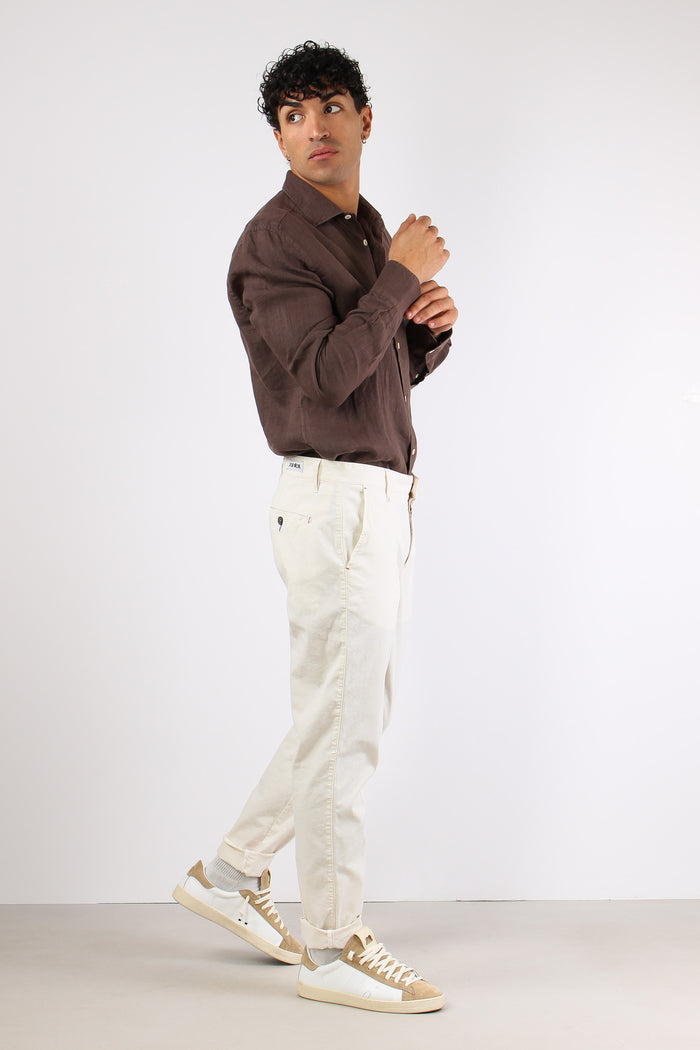 Camicia Classica Lino Marrone-7