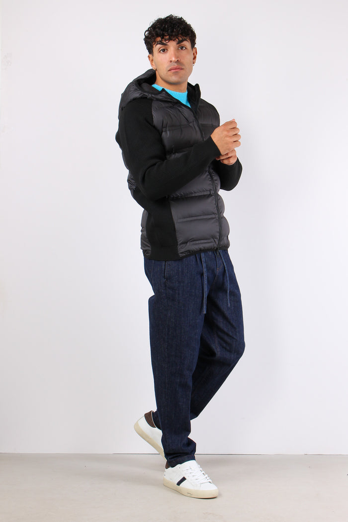 Giubbotto Bimateriale Nero-4