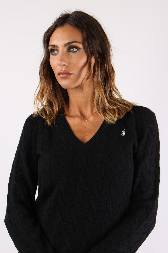Maglia Scavo V Trecce Polo Black-7