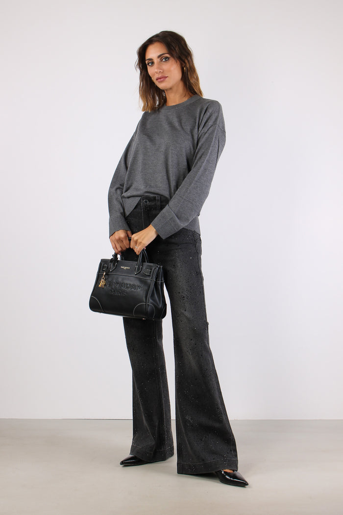 Maglia M/l Spacchetti Misto Lana Grigio Melange-3