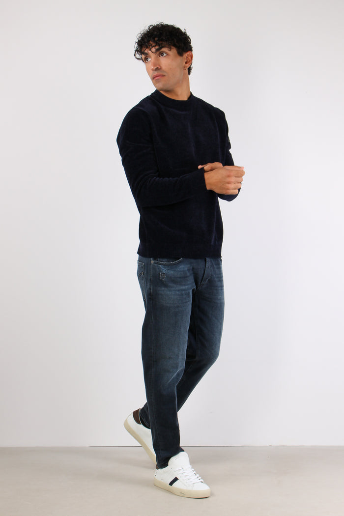 Maglia Girocollo Ciniglia Blu Navy-3