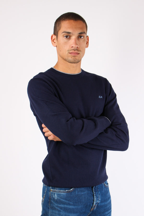 Maglia Misto Lana Profilo Coll Navy Blue-2