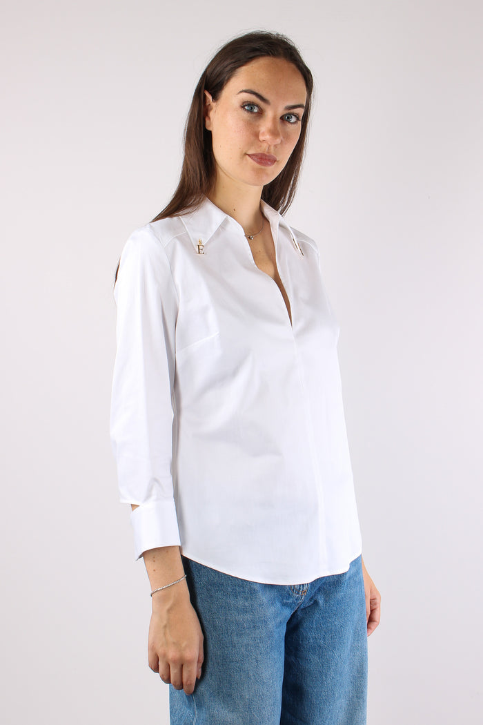Camicia Cut Out Polsini Bianco-9