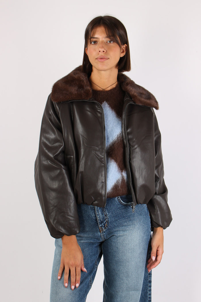 Bomber Ecopelle Pelo Moro-6