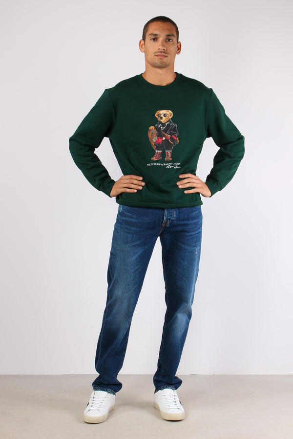 Felpa Girocollo Stampa Orso Moss Agate-2