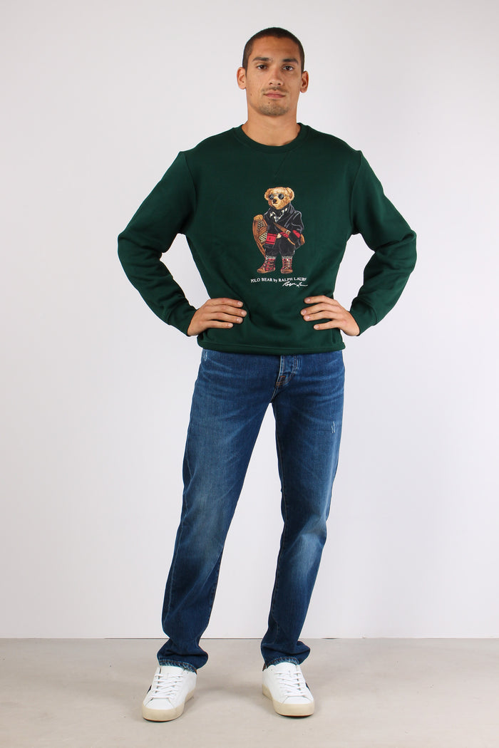 Felpa Girocollo Stampa Orso Moss Agate-2