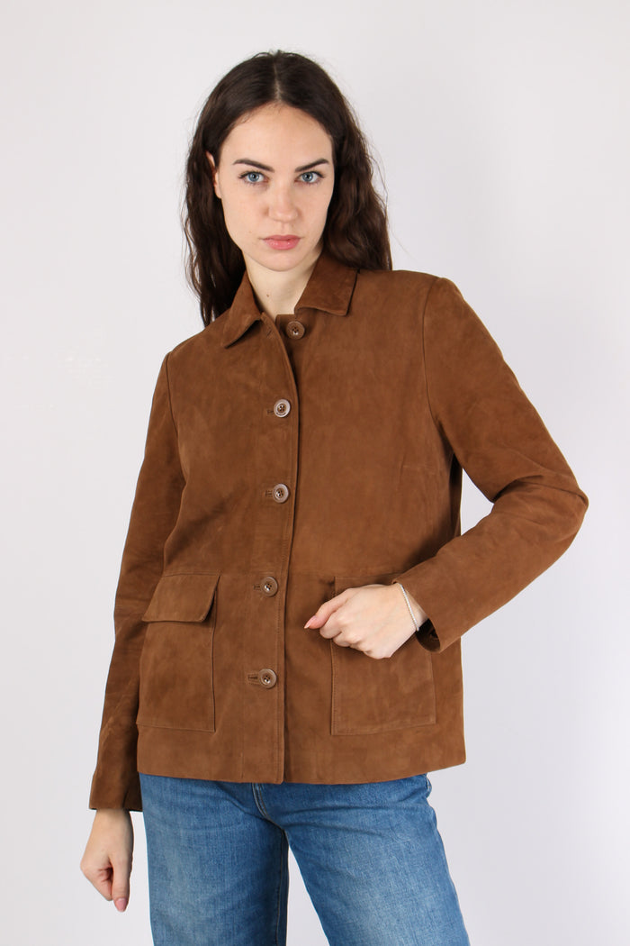 Trench Corto Camoscio Cognac-2