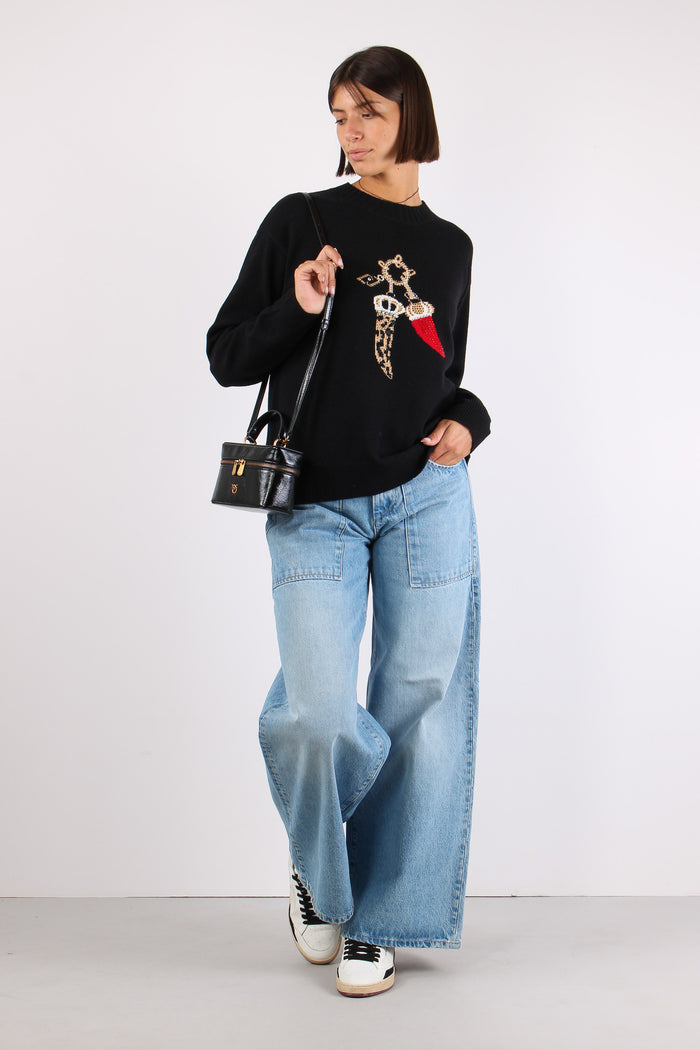Maglia Corni 100% Lana Lucky Black-2
