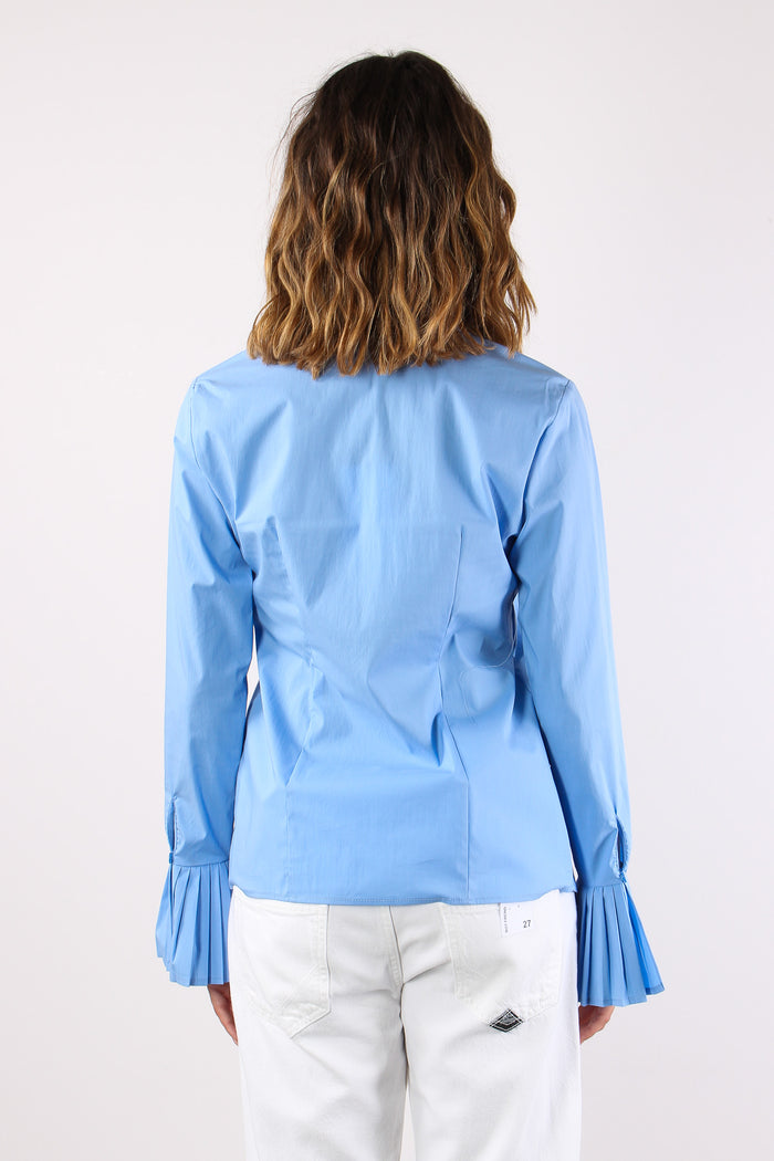 Camicia Manica Plisse Azzurro-4