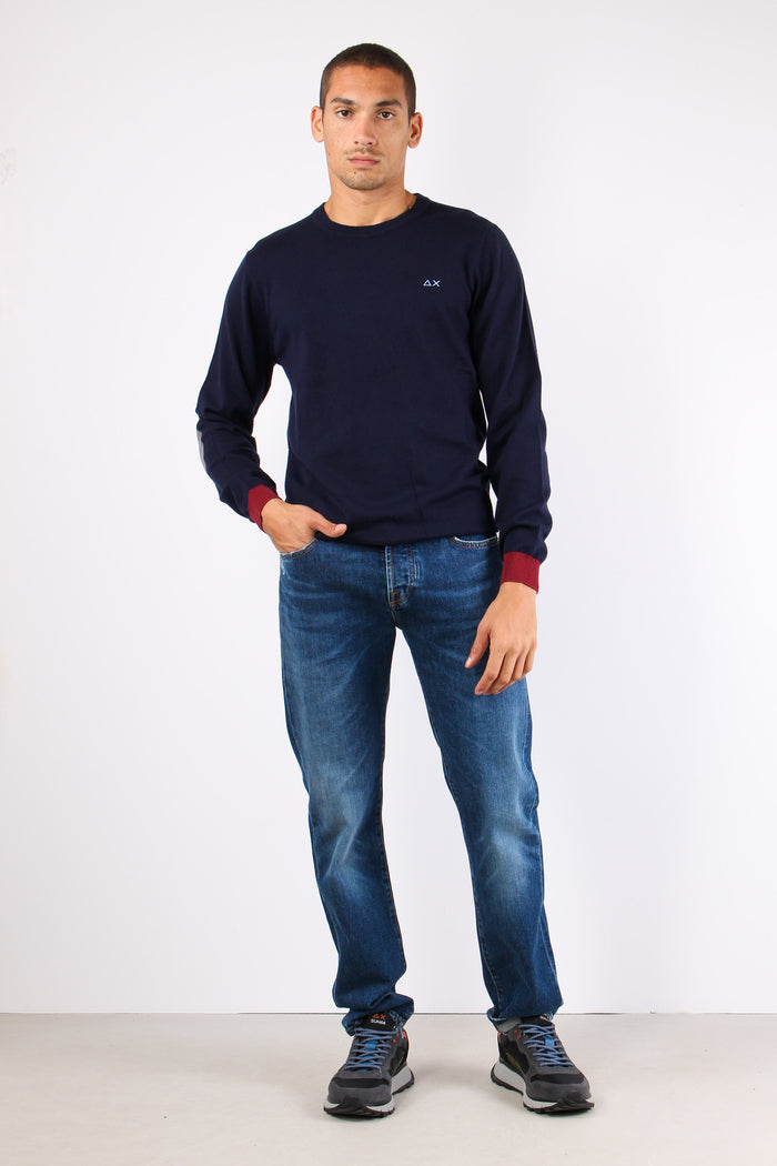 Maglia Misto Lana Toppa Contra Navy Blue