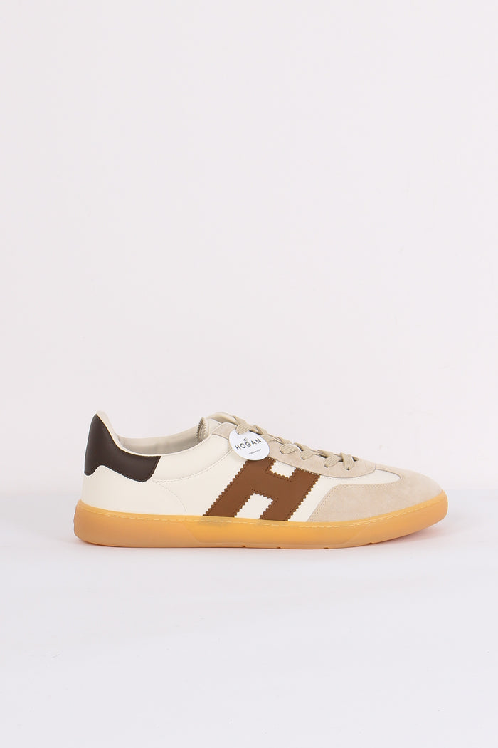 Sneaker Inserto Camoscio Beige/avorio