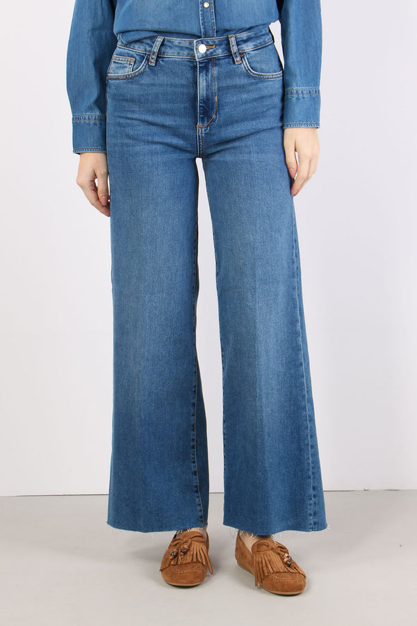 Jeans Flare Basico Denim Scuro-2