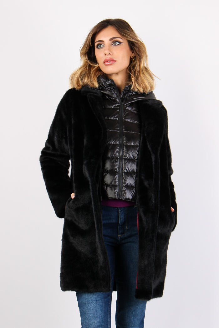 Cappotto Ecopelliccia Piuma Black-2