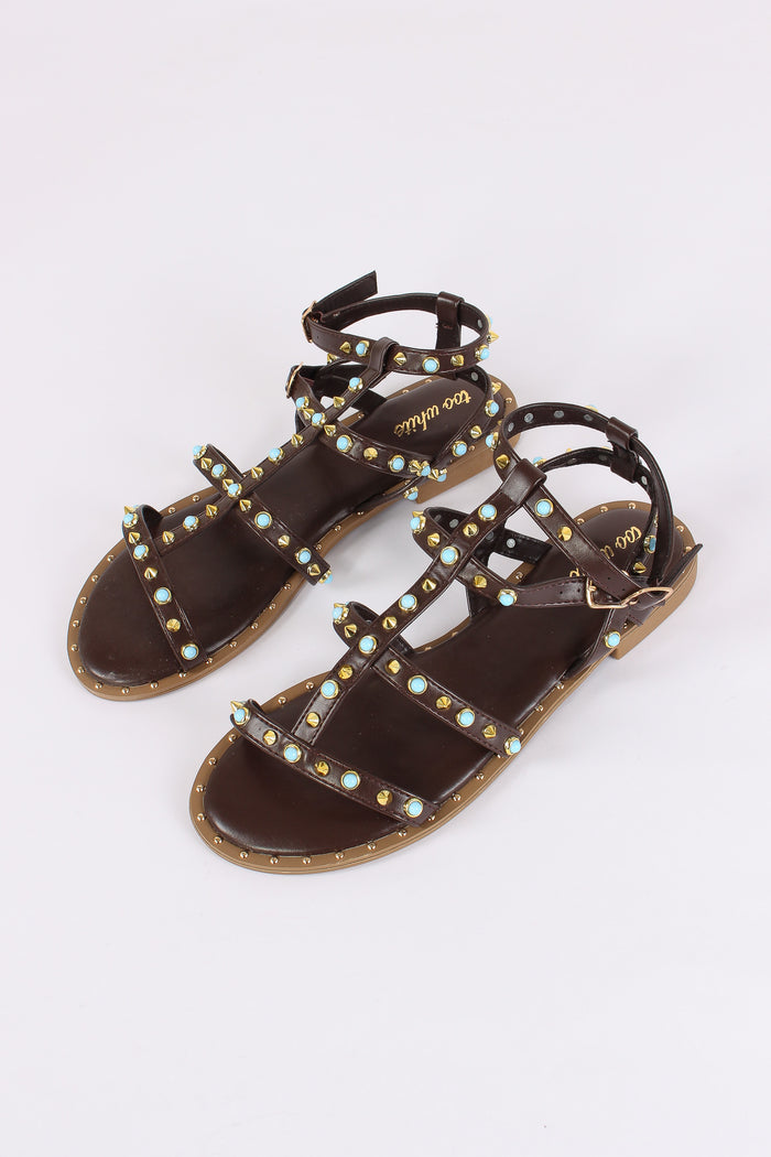 Sandalo Borchia Multicolor Brown-5