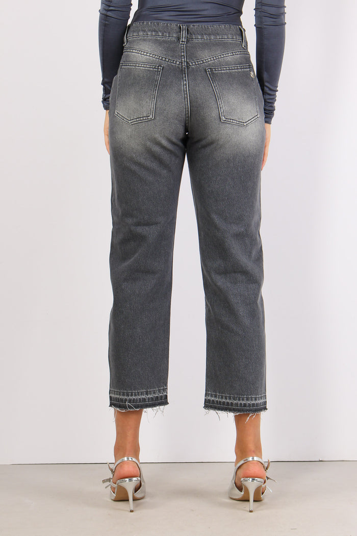 Jeans Inserto Strass Grigio-9