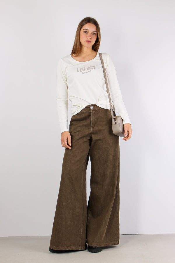 T-shirt Manica Corta Logo Bianco Latte