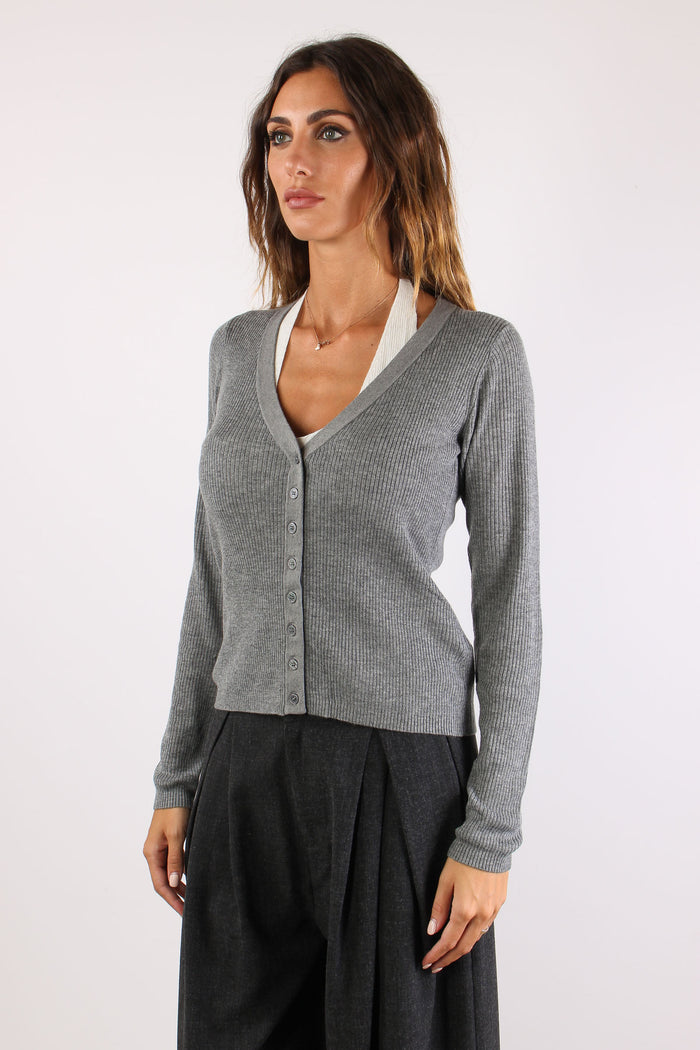 Doppia Maglia Costina Grigio-6