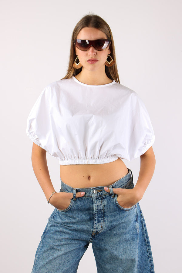 Camicia Cropped Elastico Bianco-2