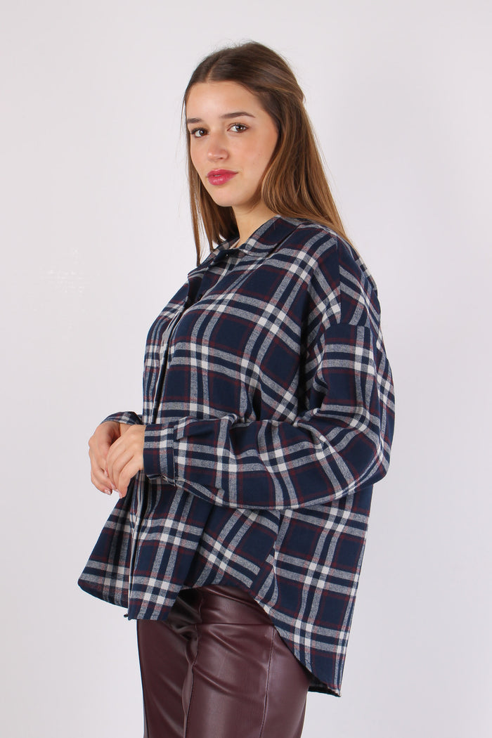 Camicia Quadri Stondata Blu/bordeaux-7