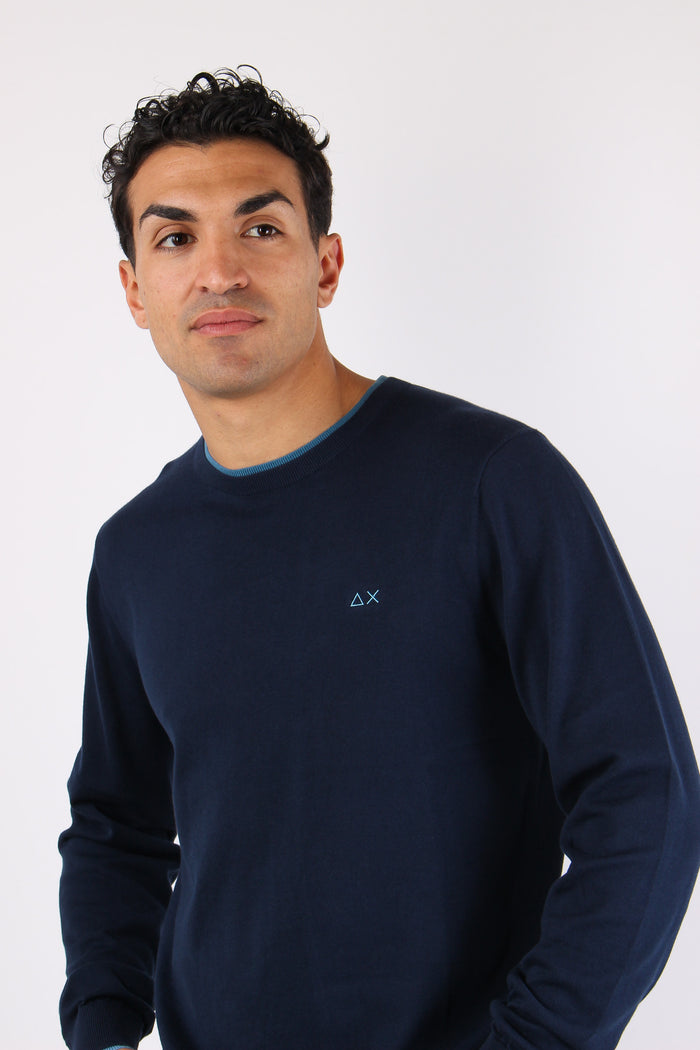 Maglia Collo Contrasto Navy Blue-7