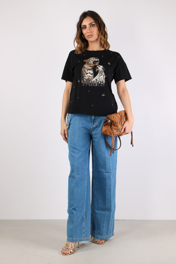 T-shirt Tigre Dalmata Nero-2