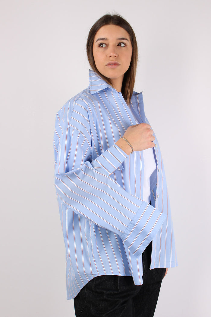 Camicia Riga Scritta Schiena Azzurro-8