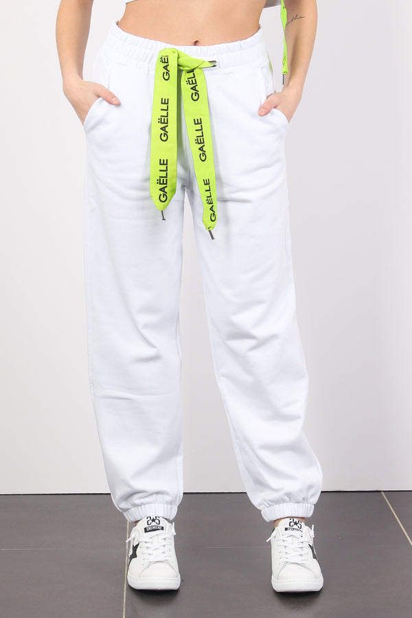 Pantalone Felpa Banda Logo Bianco-2