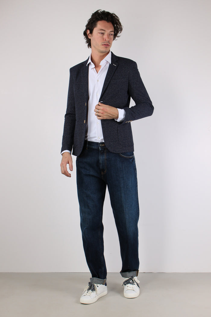 Giacca Micro Melange Blu-3