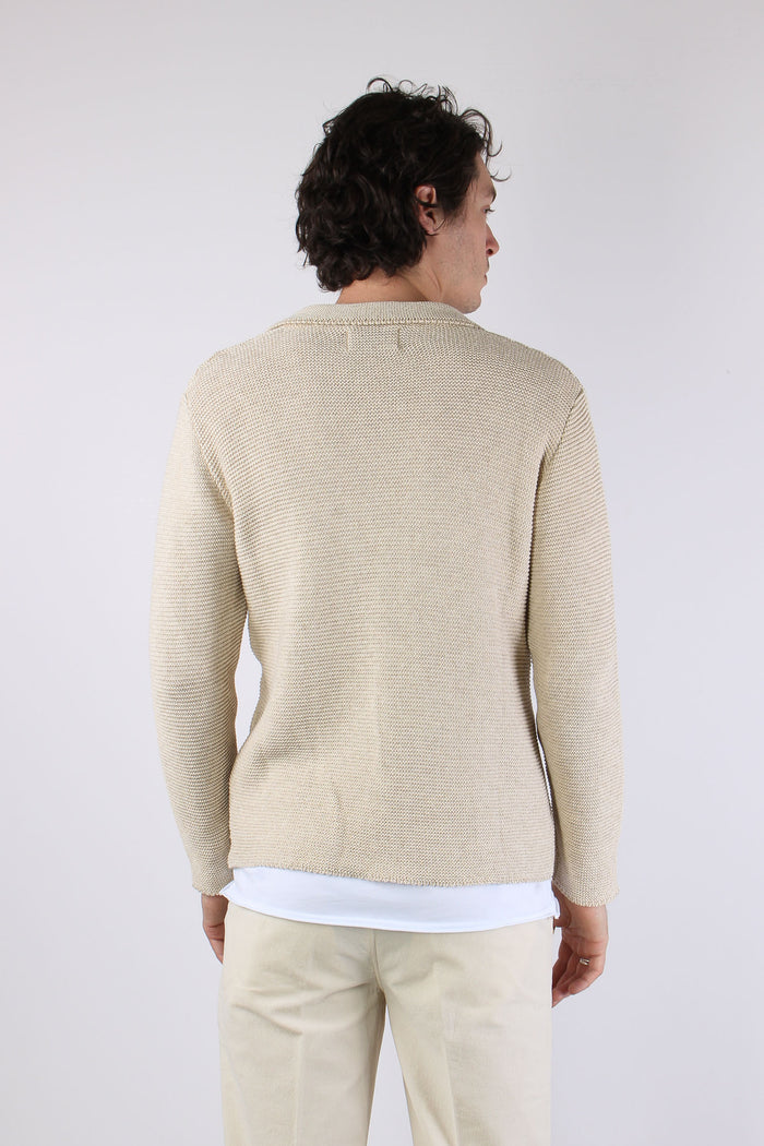 Giacca In Maglia Beige-5
