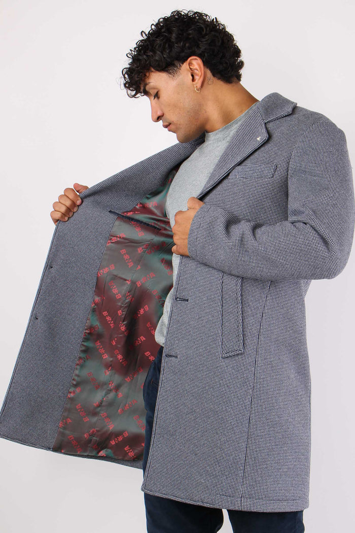 Cappotto Monopetto Puntinato Blu-5