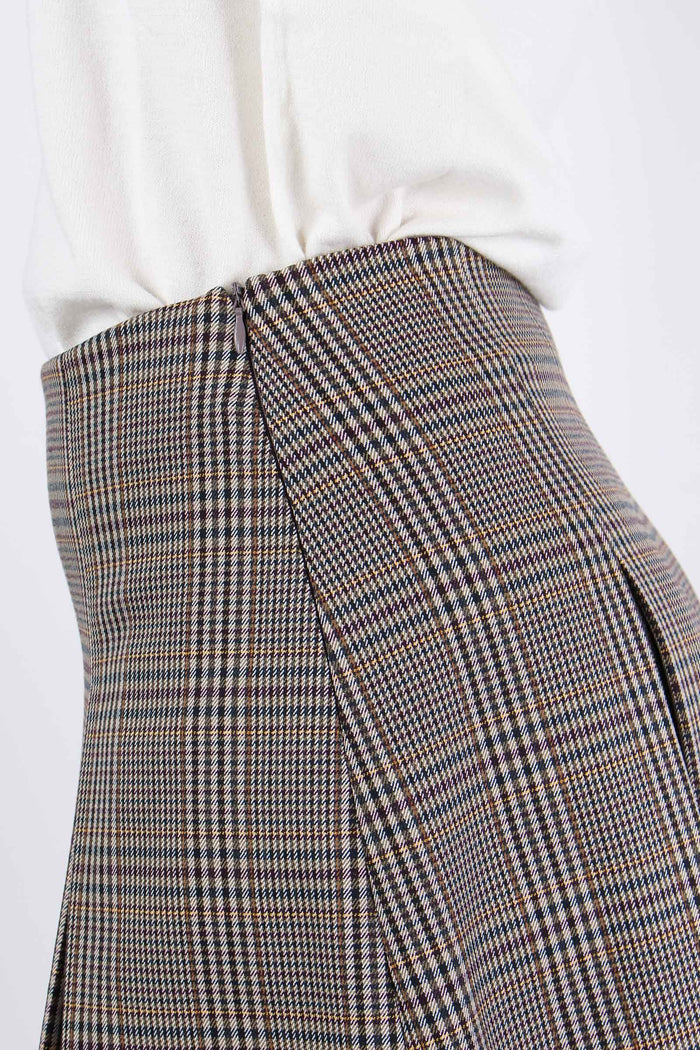 Gonna Corta Pieghe Scozzese Tortora/nocciola-8