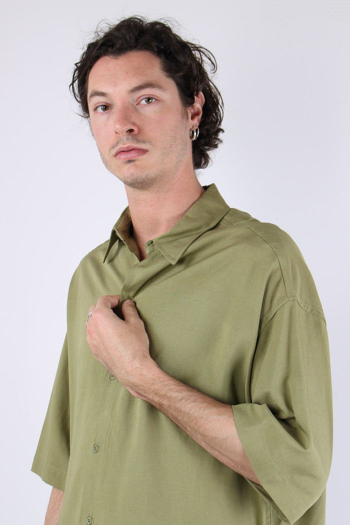 Camicia Mc Viscosa Lino Oliva-7