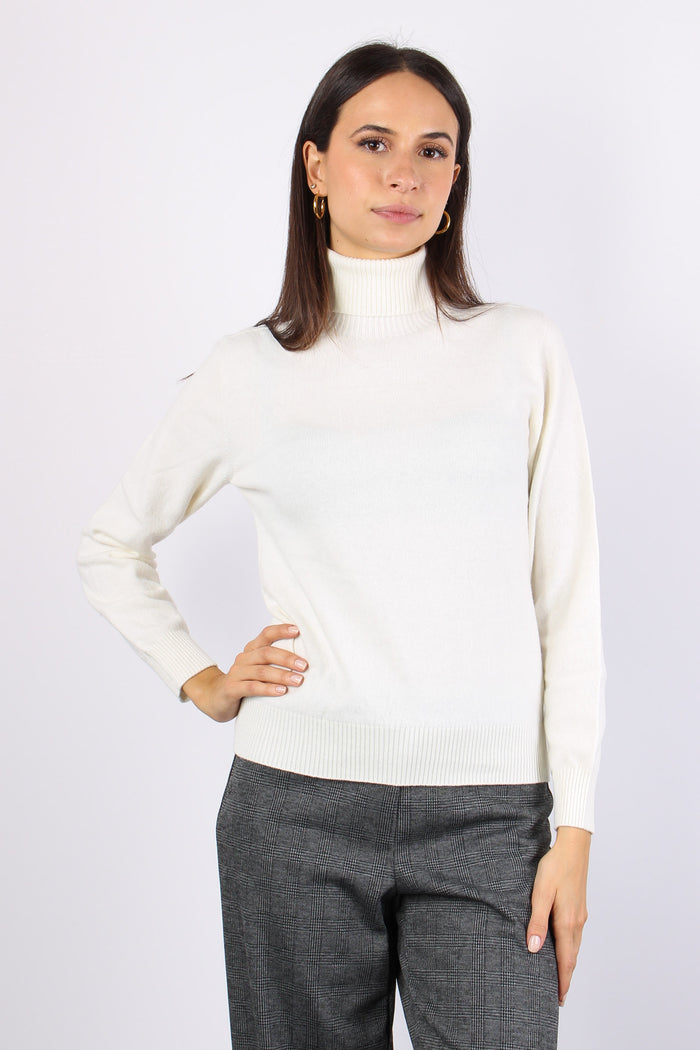 Maglia Collo Alto Misto Cashme Latte-4