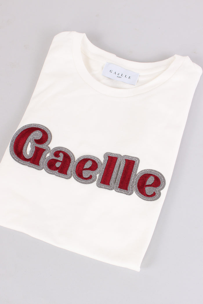 T-shirt Logo Contorno Strass Off White-8