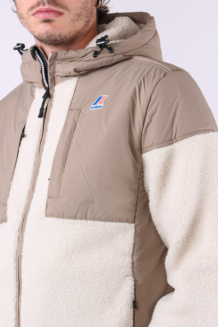Giubbotto Cappuccio Inserto Teddy Beige/ecru-8