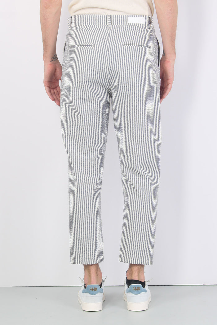 Pantalone Cotone Gessato Blu/bianco-3