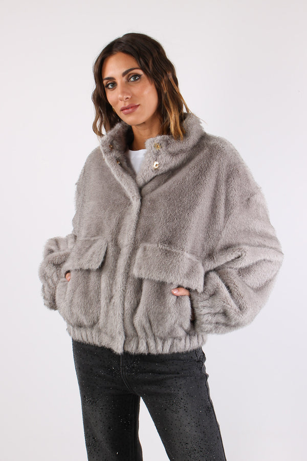 Bomber Pelliccia Silver Grey-2