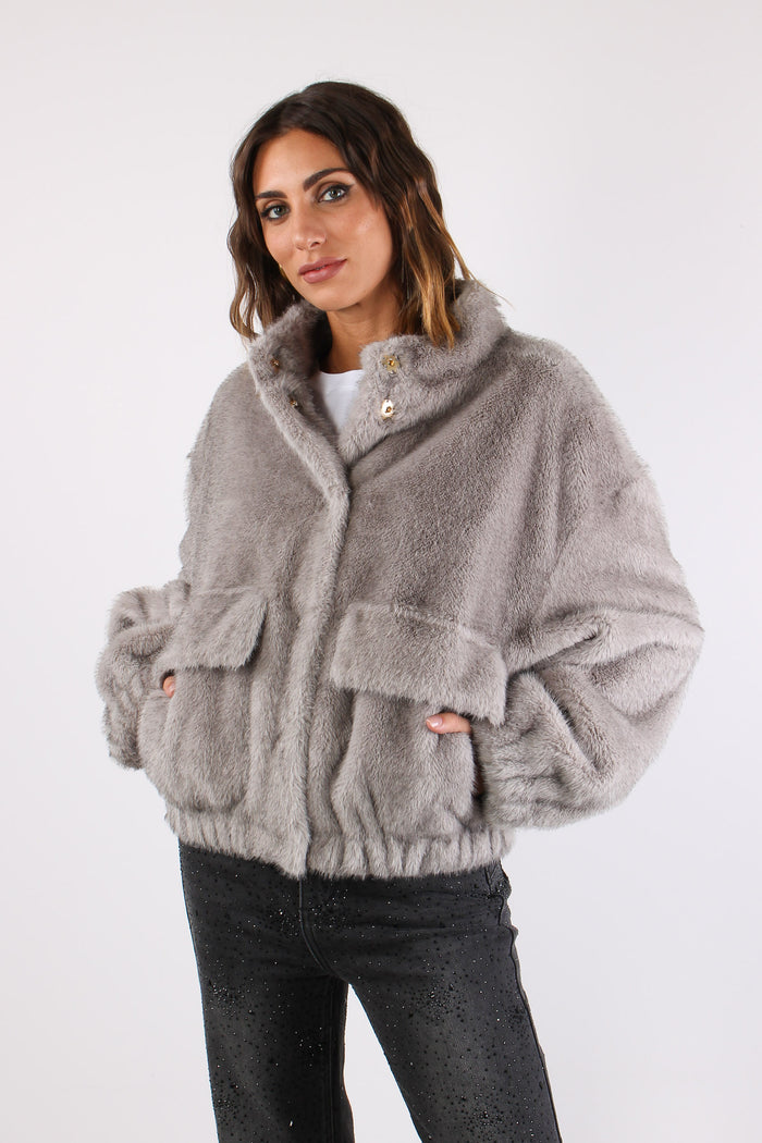 Bomber Pelliccia Silver Grey-2