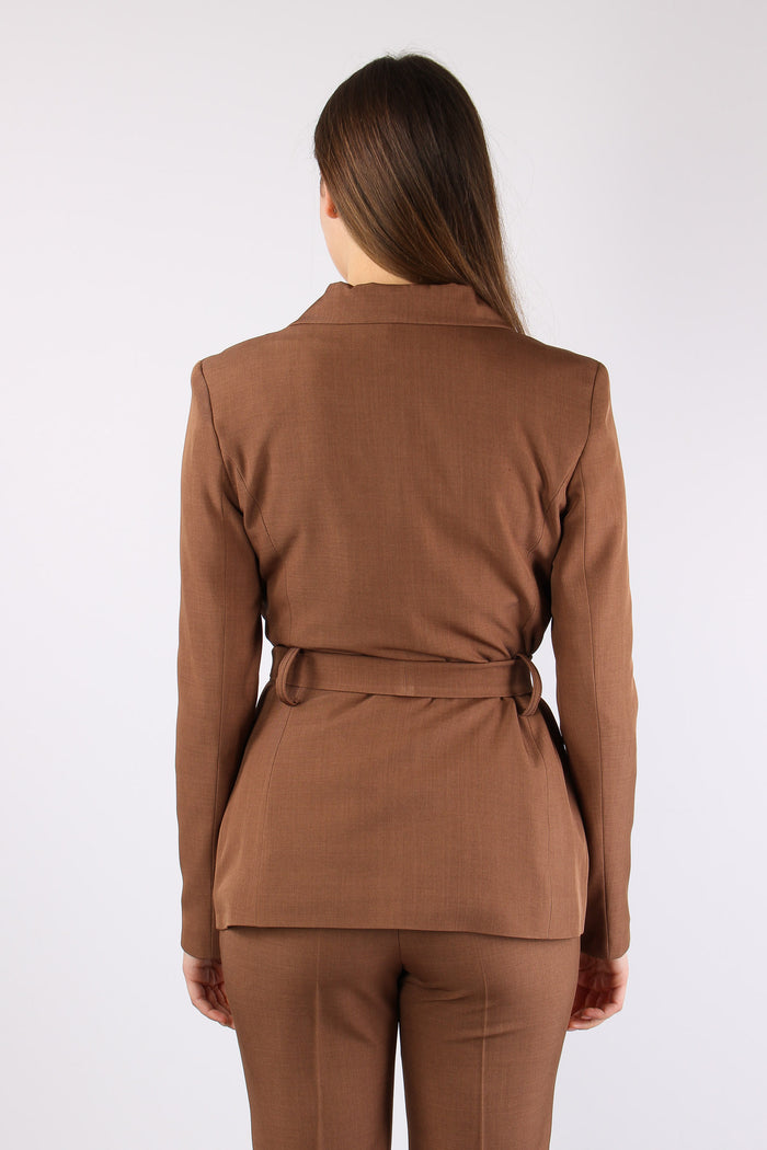 Giacca Cinturata Poliviscosa Caffe-4