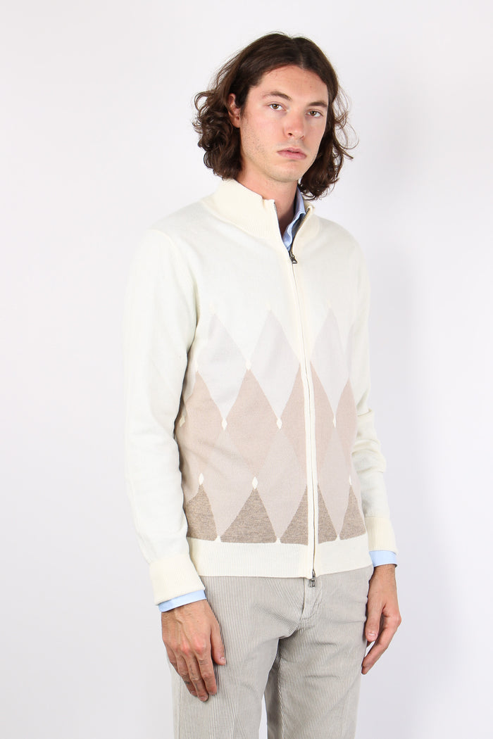 Cardigan Full Zip White/beige-4