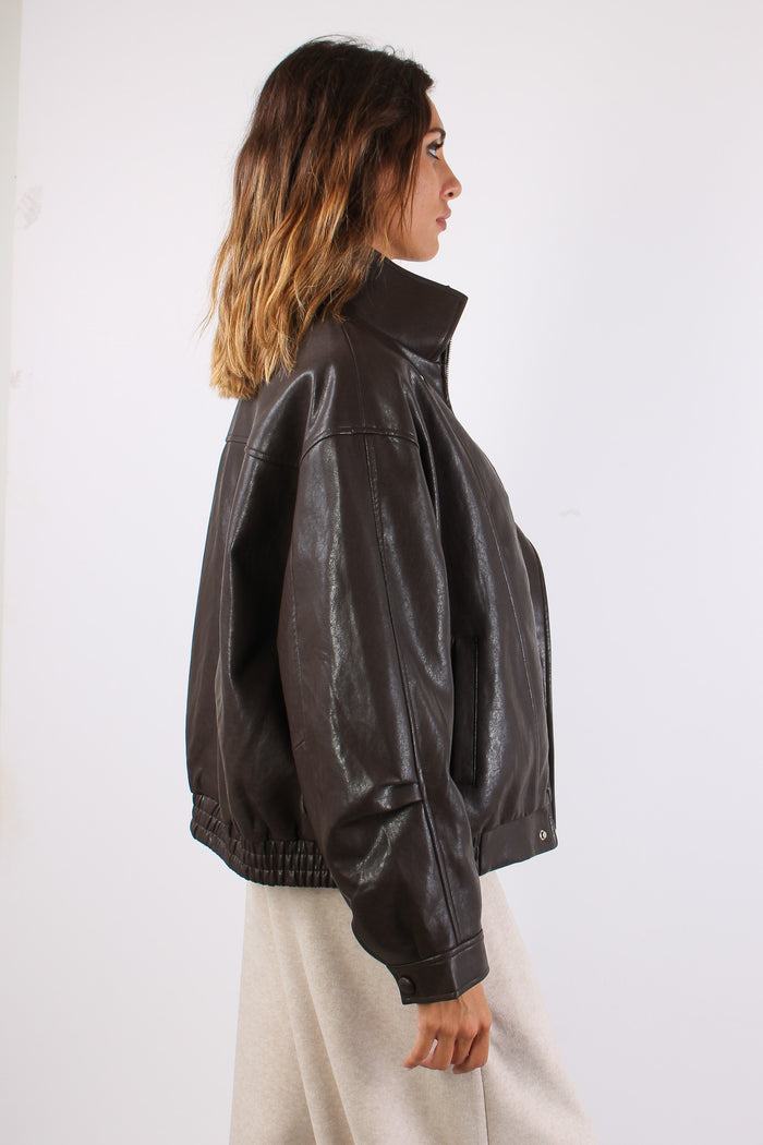 Bomber Ecopelle Doppia Chiusur Moro-6