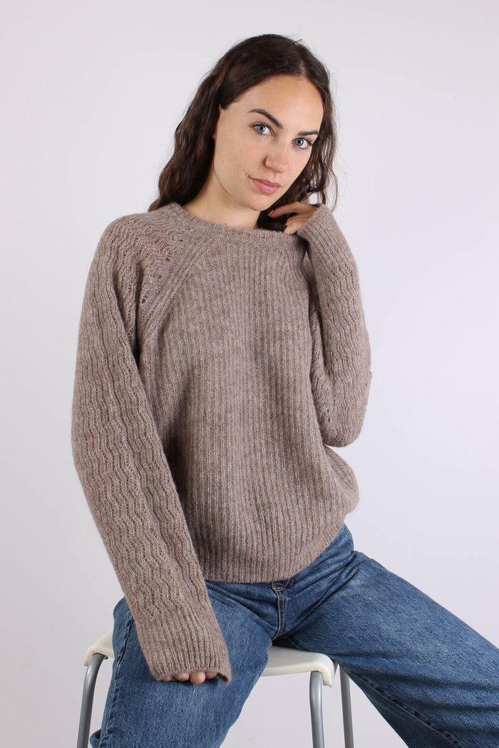 Maglia Lana Manica Lavorata Orzo-2