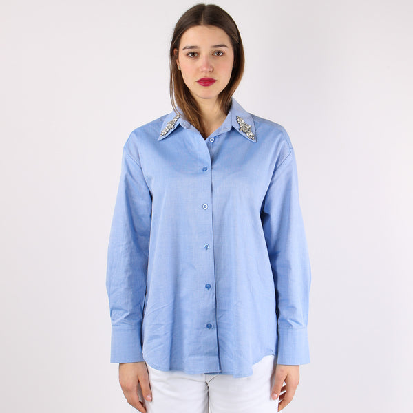 Camicia Over Castone Azzurro-2