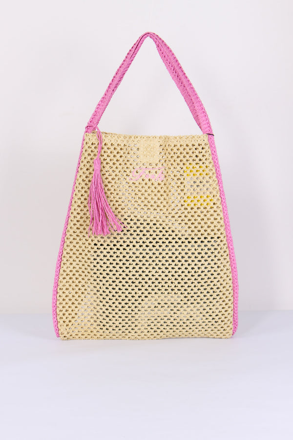 Borsa Rafia Profilo Contrasto Fucsia