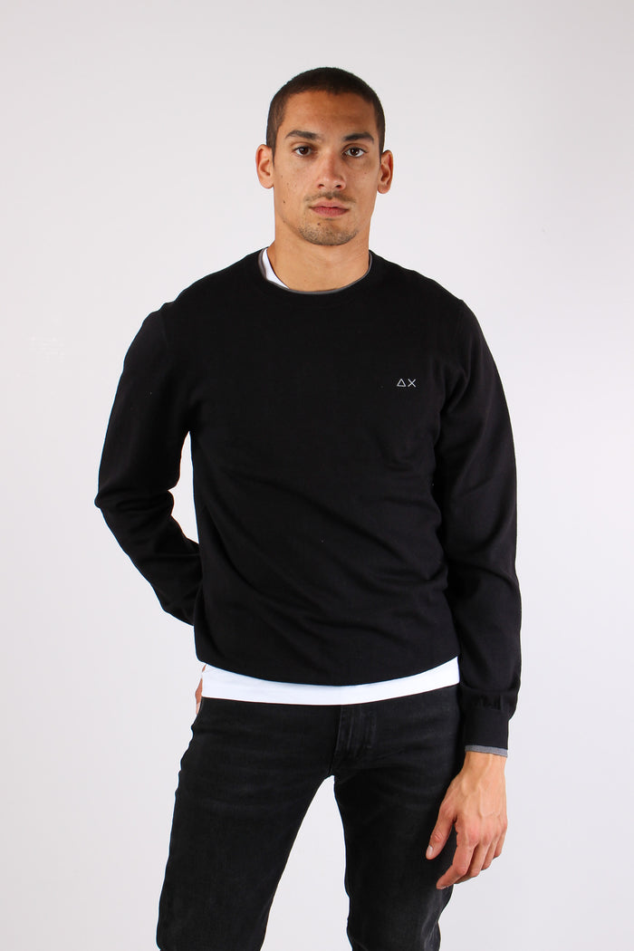 Maglia Misto Lana Profilo Coll Nero