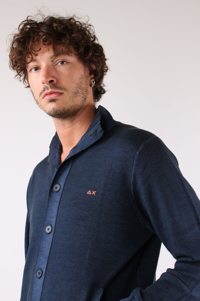 Cardigan Lana Bottoni Tinto Ca Navy Blue-7