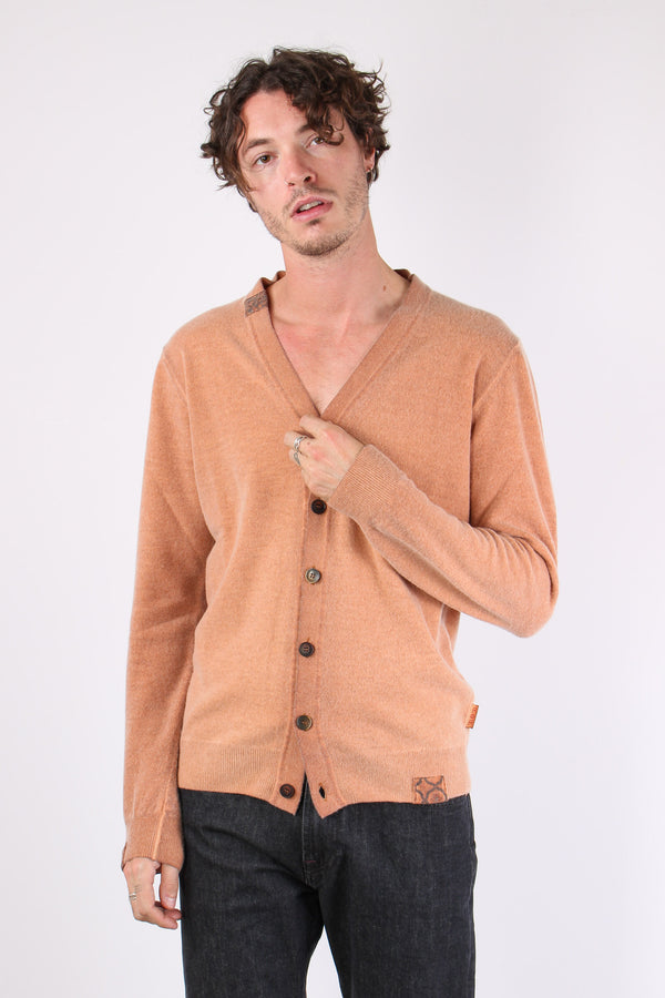 Cardigan Contrasto Fantasia Ruggine-2