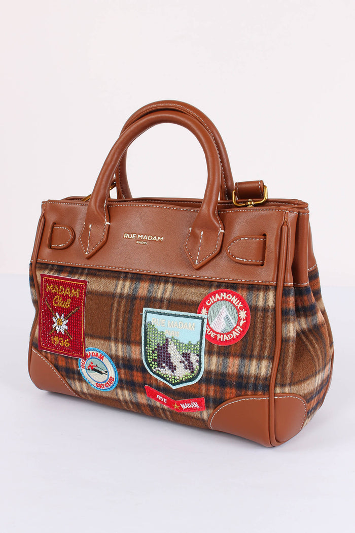 Mini Shopping Bimateriale Patch Tartan Orange-4