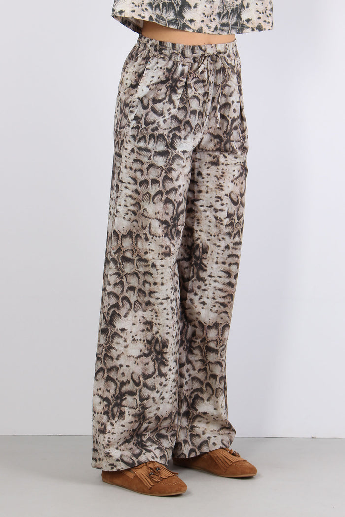 Gussola Pantalone Palazzo Snake Beige/nero-6